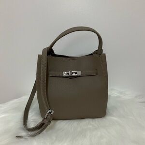 2-ways Taupe Handbag Crossbody Shoulder Bag